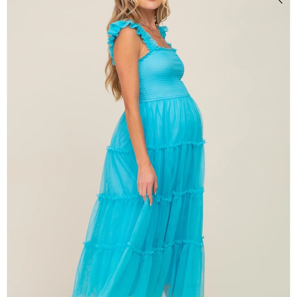 Blue Tiered Ruffle Maxi Sundress